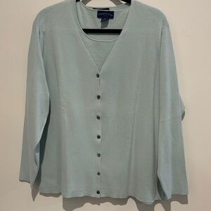 Charter Club Light Blue Button-Up Cardigan